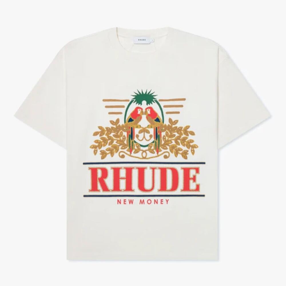 RHUDE Parakeet White Graphic Tee Men's LARGE